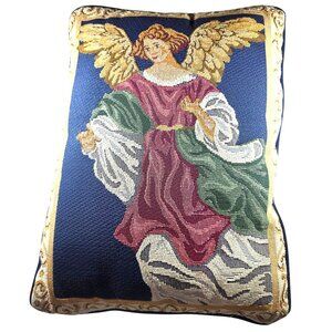 Tapestry Pillow Angel holiday christmas religious celestial heaven blue red